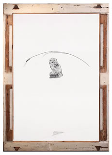 Girolamo Ciulla, 2017, Civetta con spiga, carboncino e tempera su carta Arches, 100x150 cm